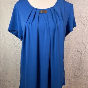 NY Collection Blue Pleated Blouse